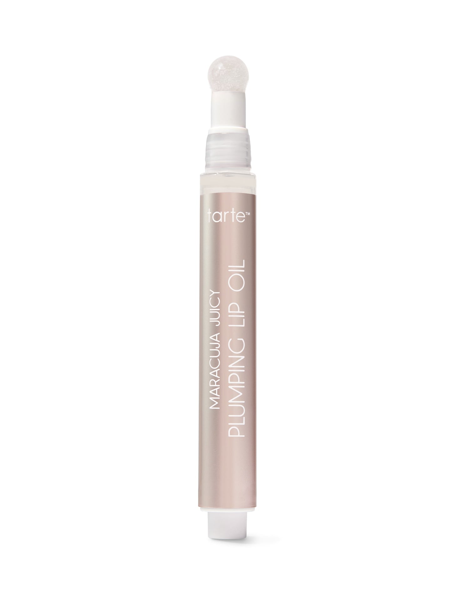 A rose gold cylindrical pen with a white cap labeled BRILLIANT EYE BRIGHTENER. It features a sponge applicator tip and is set against a plain white background. Keywords: makeup, cosmetics, beauty.