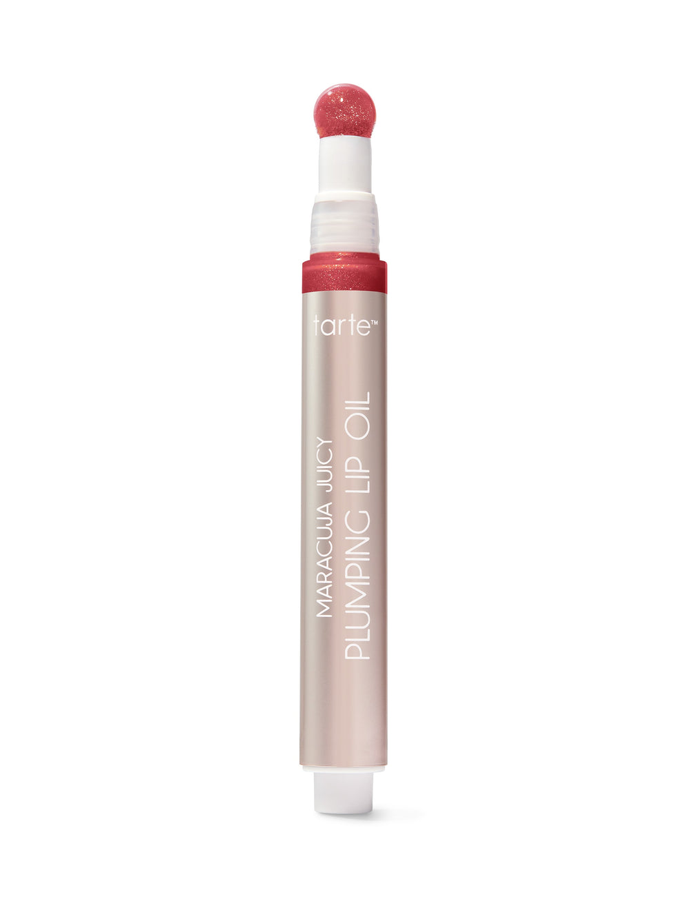 A dual-ended beauty pen with a red applicator tip at one end and text Maracuja Juicy Lip on the body, set against a plain white background.