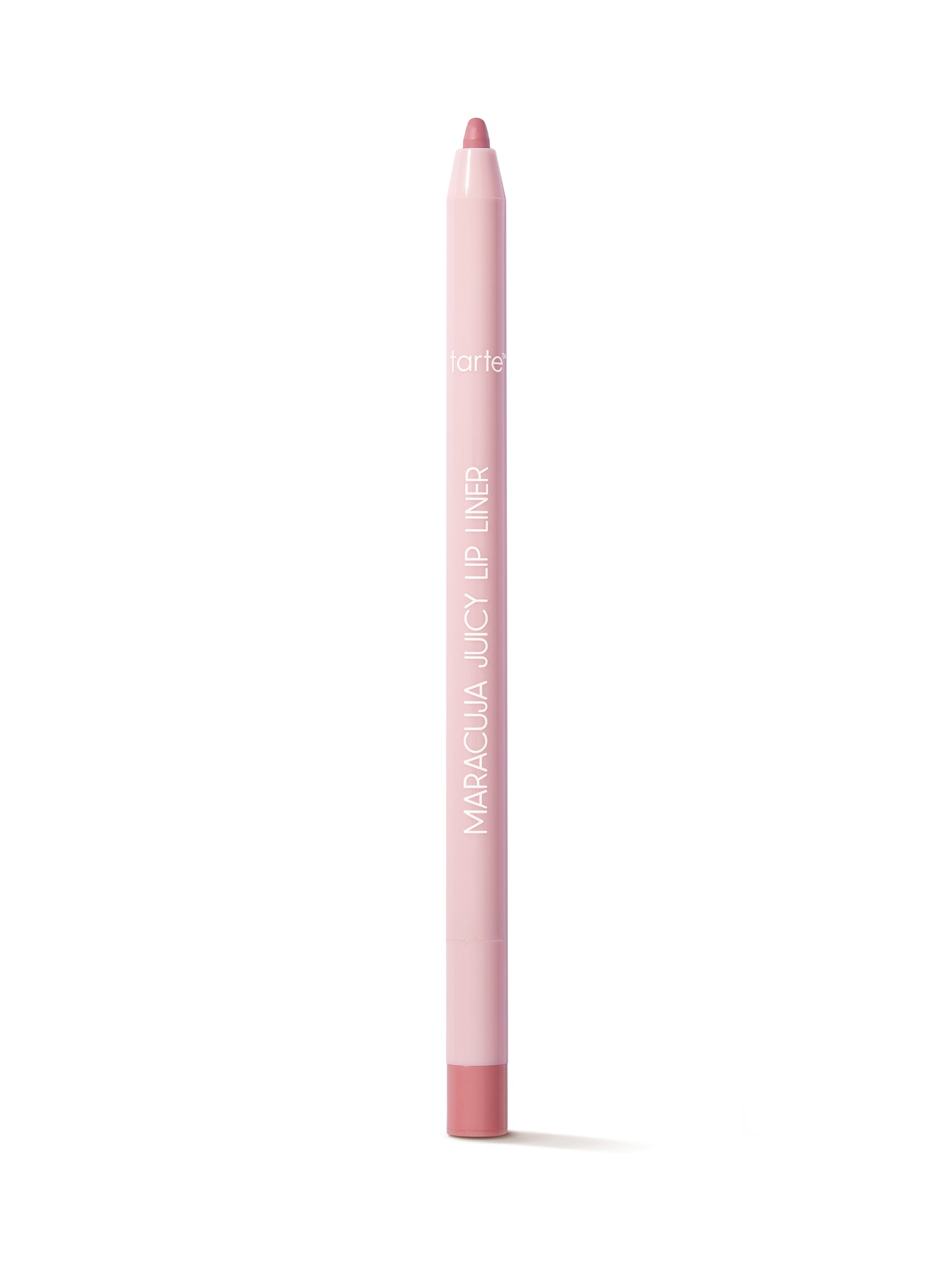 Pink lip liner pencil on a white background