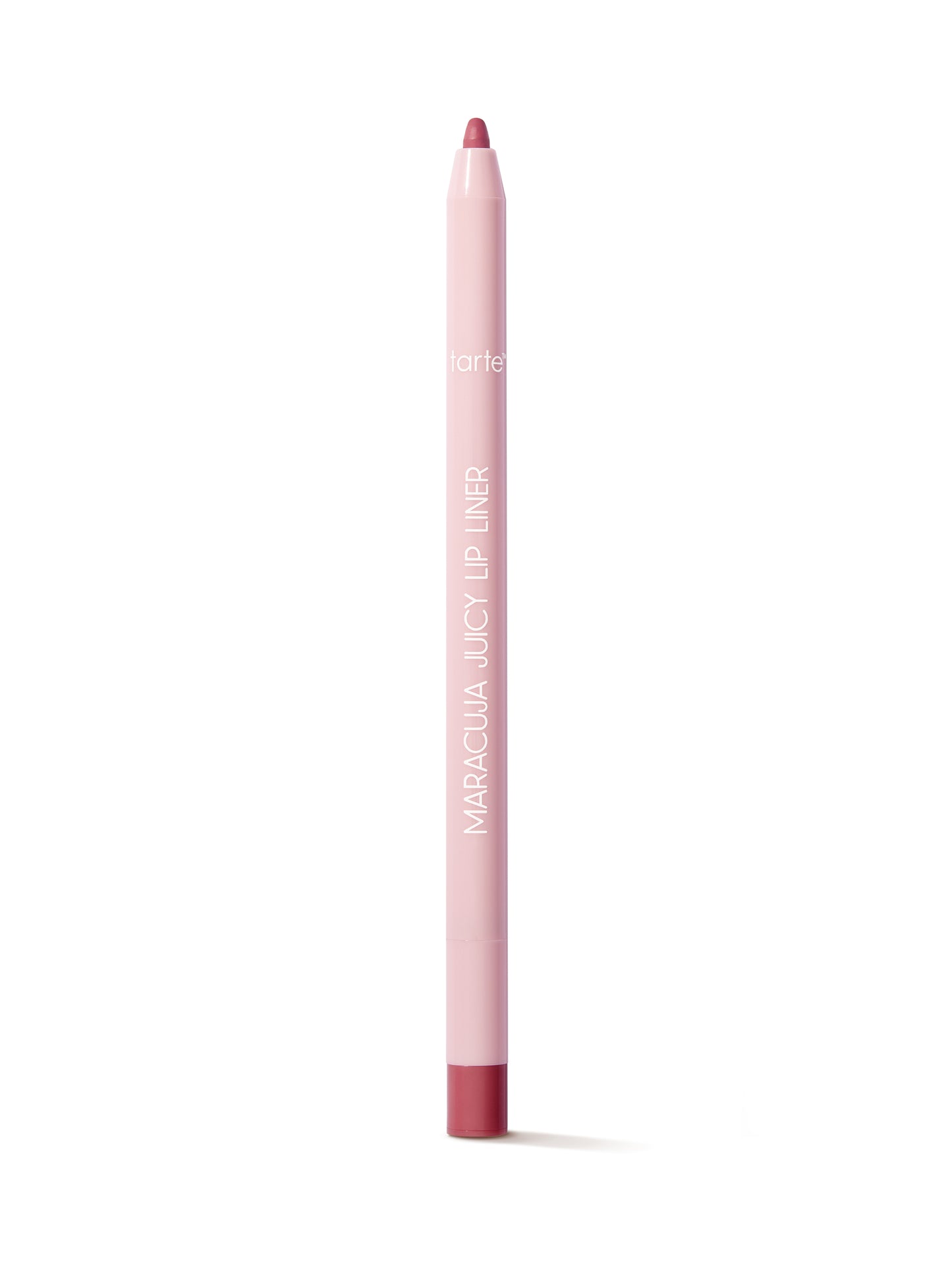 Lip liner pencil with red cap and tip on a white background