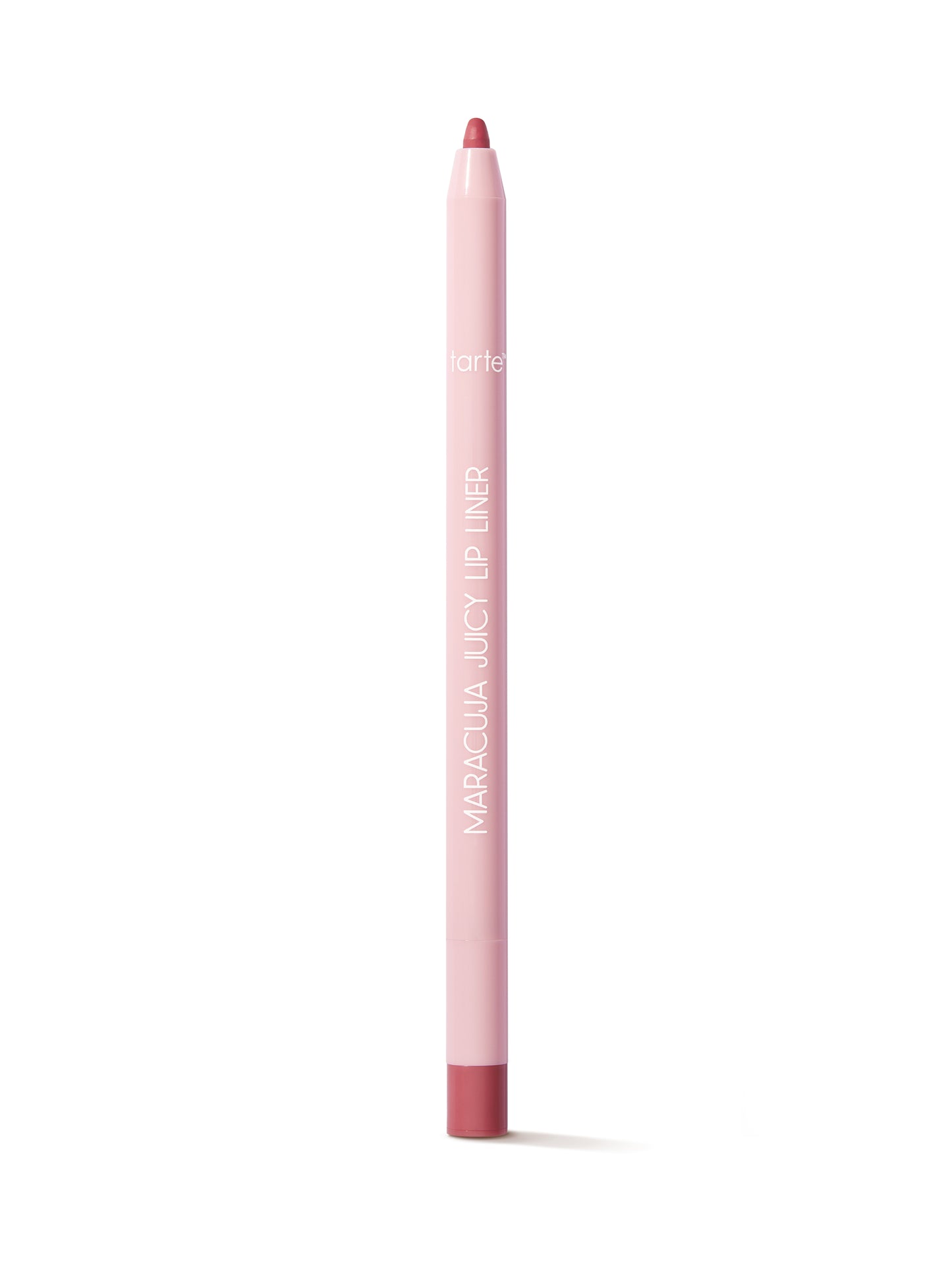 Lip liner pencil with red cap and tip on a white background