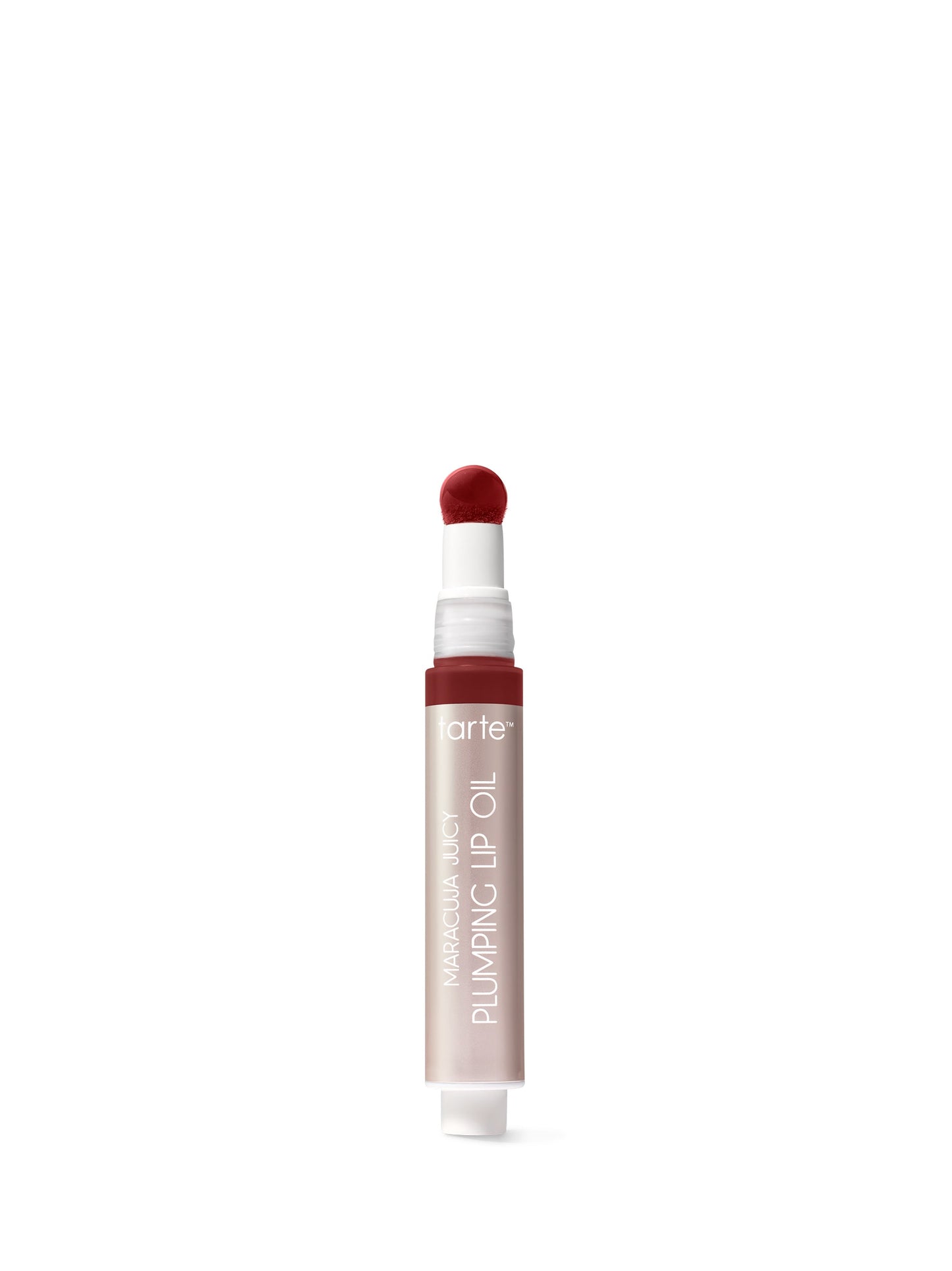 Lip oil with applicator on a white background