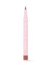 Lip liner with pink casing and brown tip on a white background