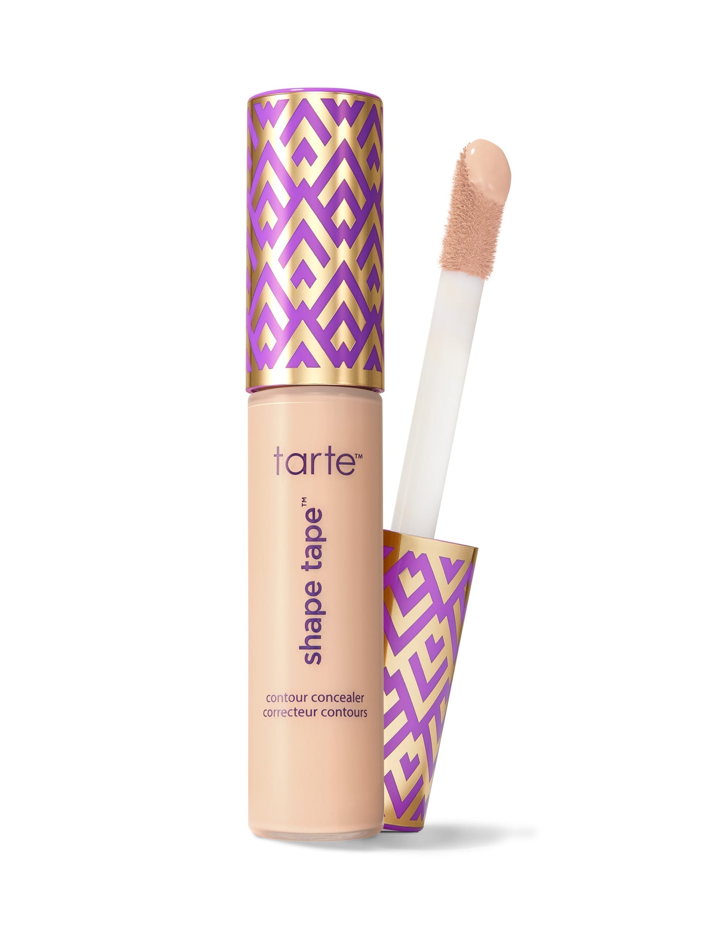 Tarte Shape Tape concealer with applicator on a white background