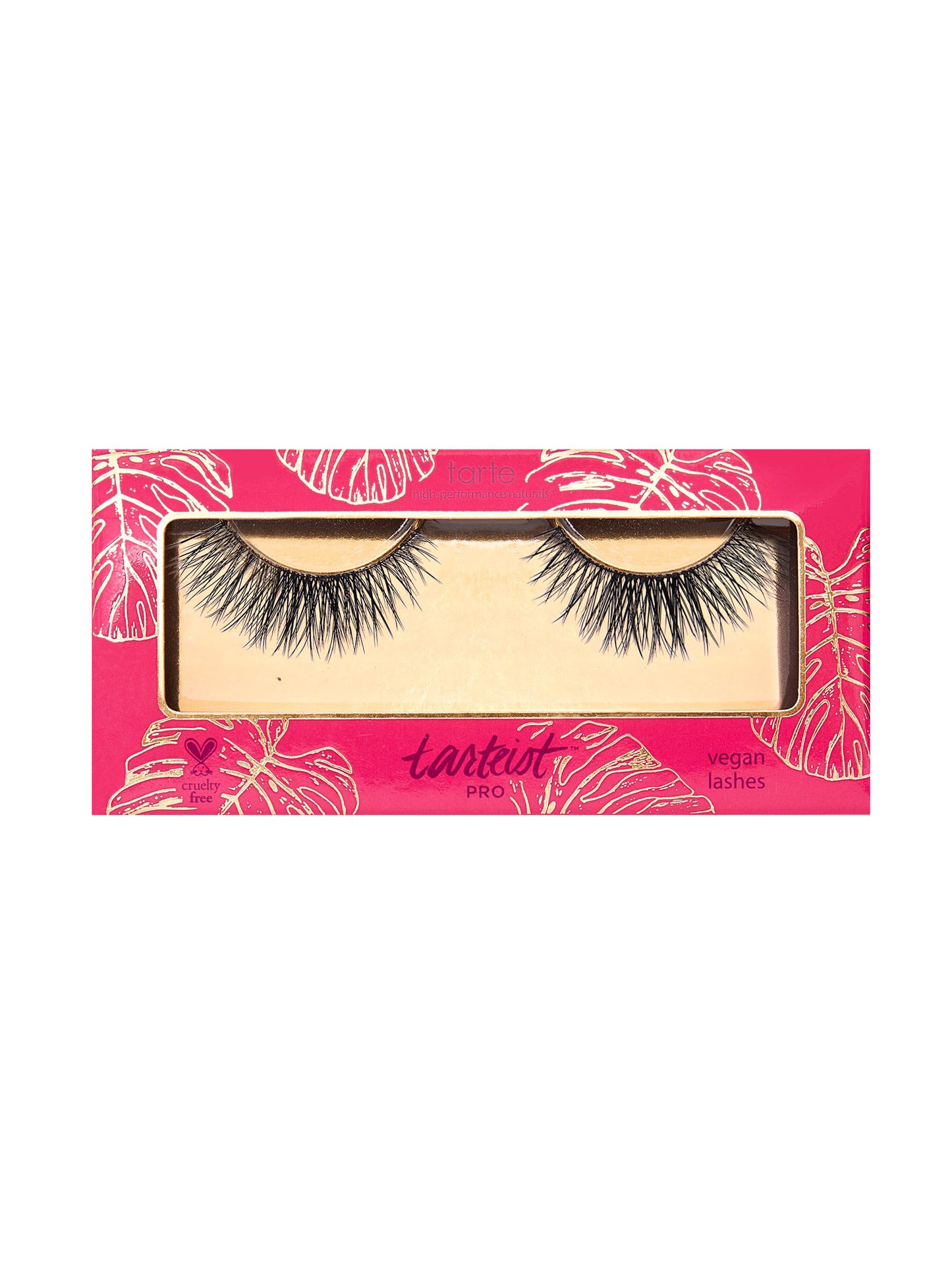 False eyelashes in a Tarte packaging with pink floral design