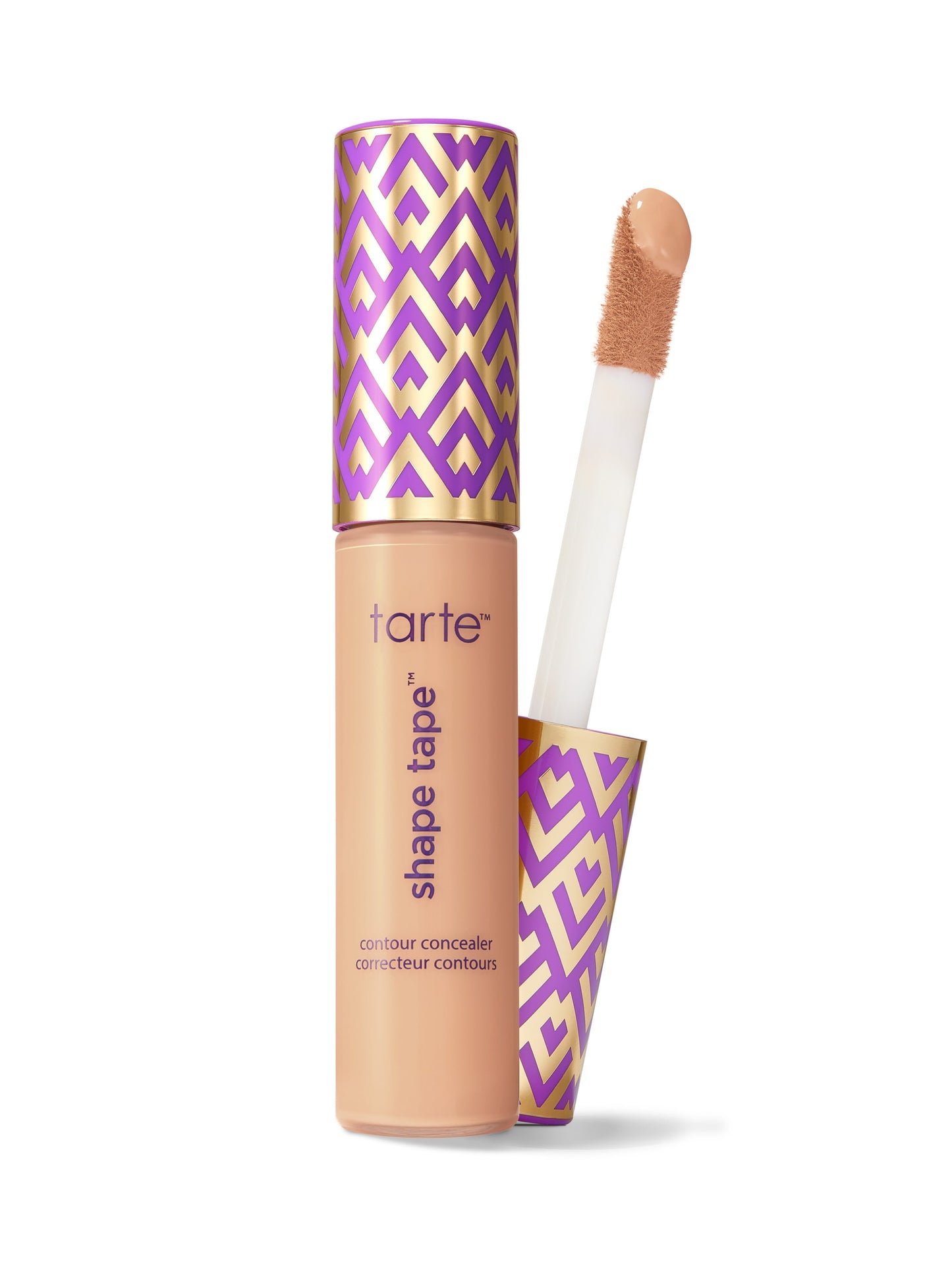 Tarte Shape Tape contour concealer with applicator on a white background