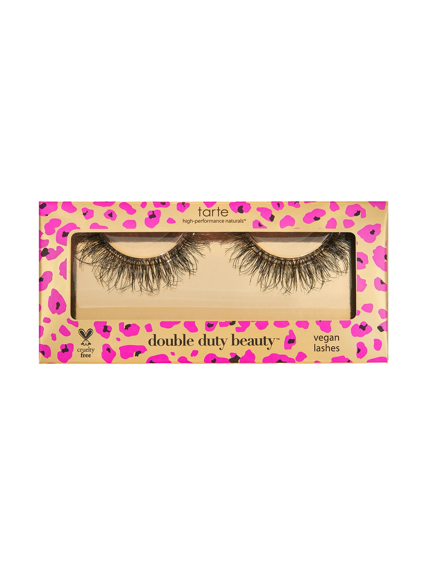 Tarte false eyelashes packaging with pink and yellow design on a white background
