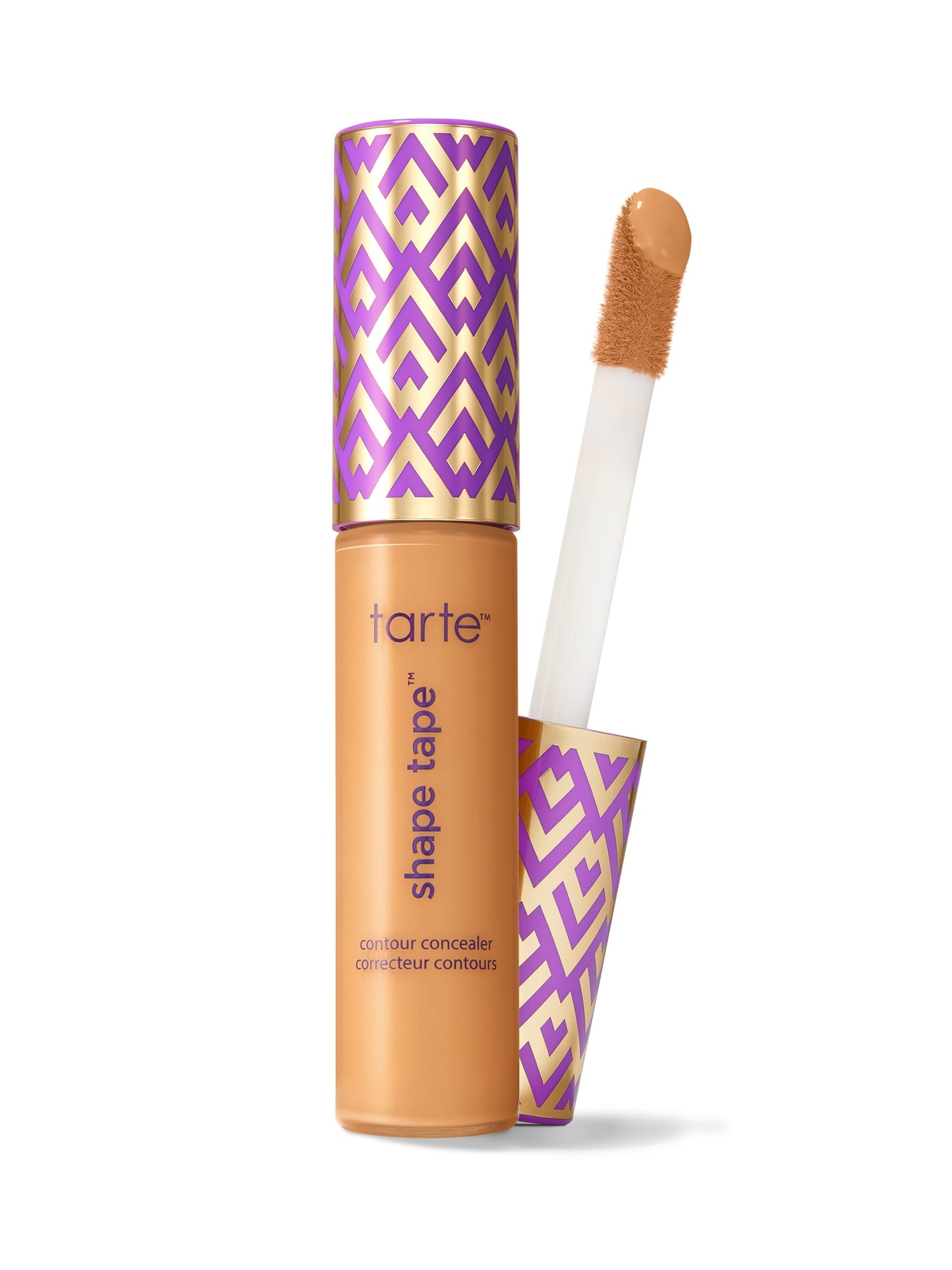 Tarte Shape Tape contour concealer with applicator on a white background