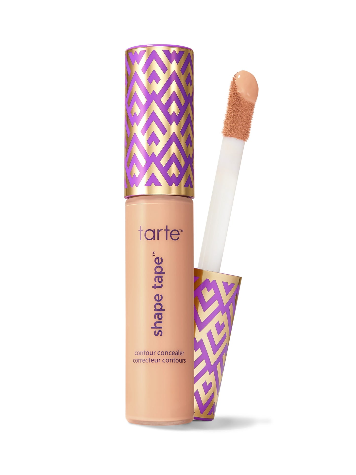 Tarte Shape Tape contour concealer with applicator on a white background