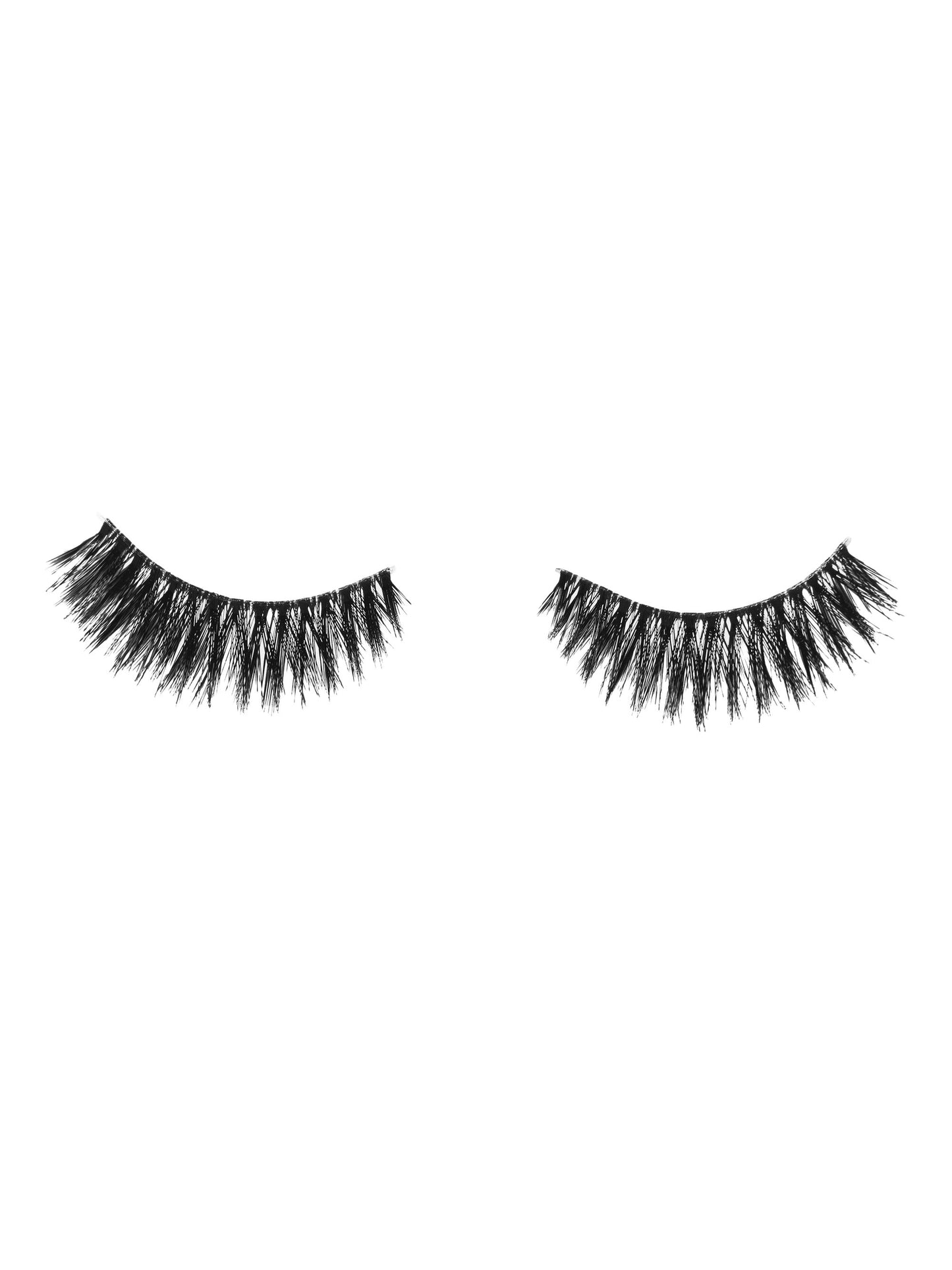 Pair of black false eyelashes on a white background