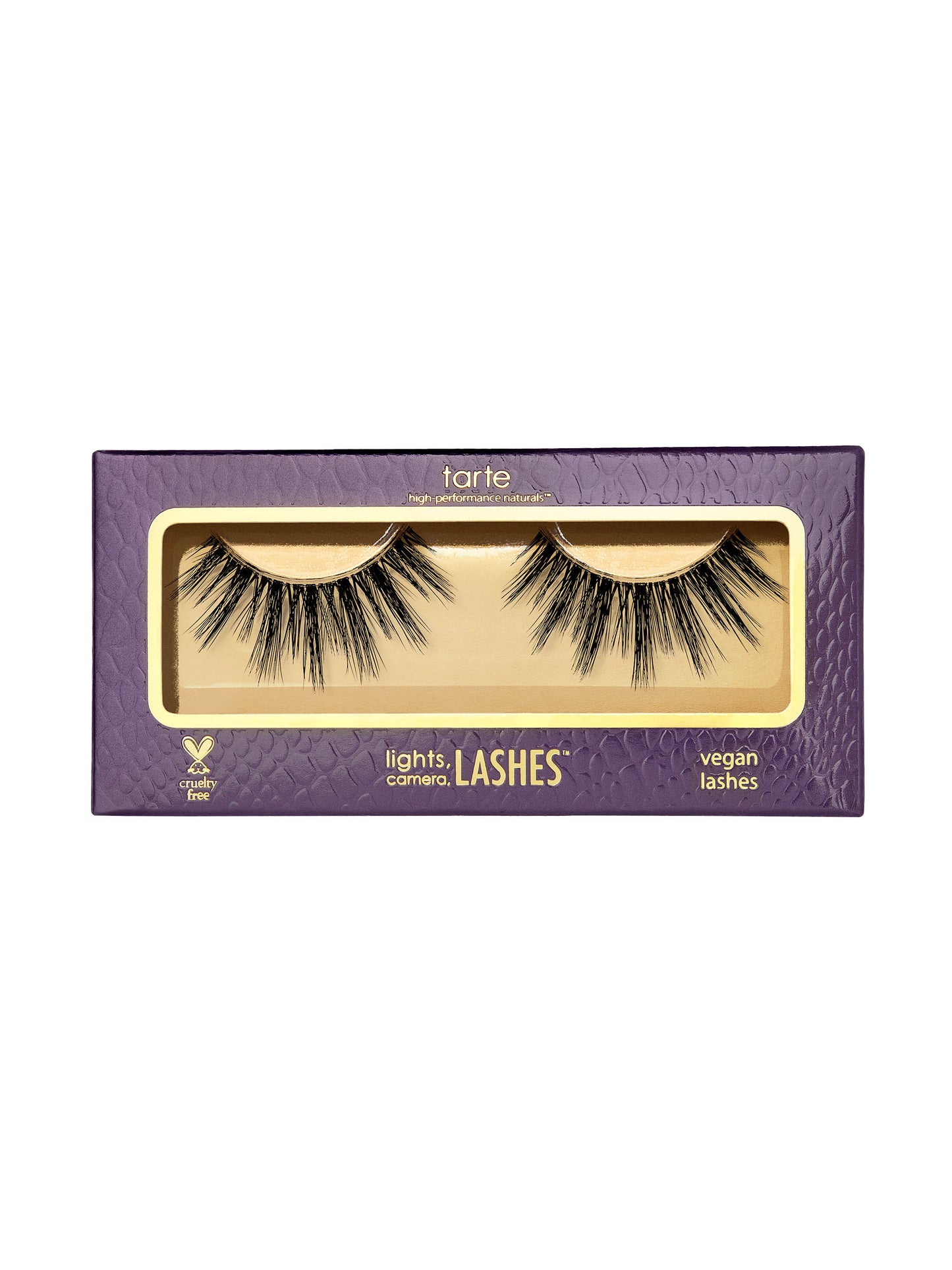 Tarte false eyelashes packaging with purple box on a white background