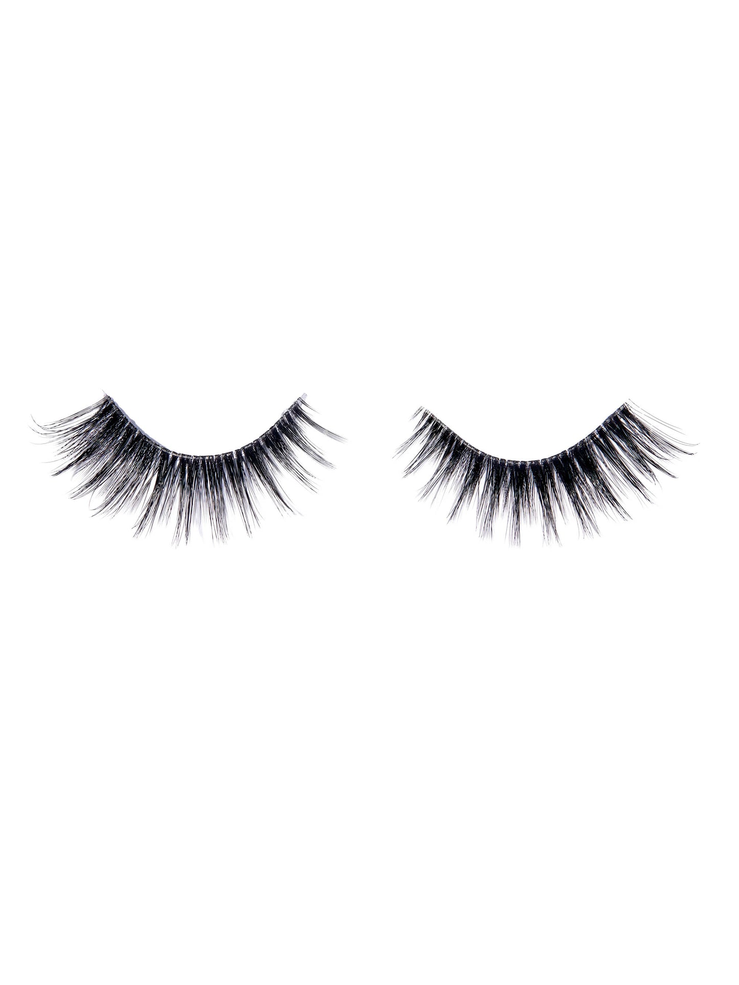 Pair of black false eyelashes on a white background