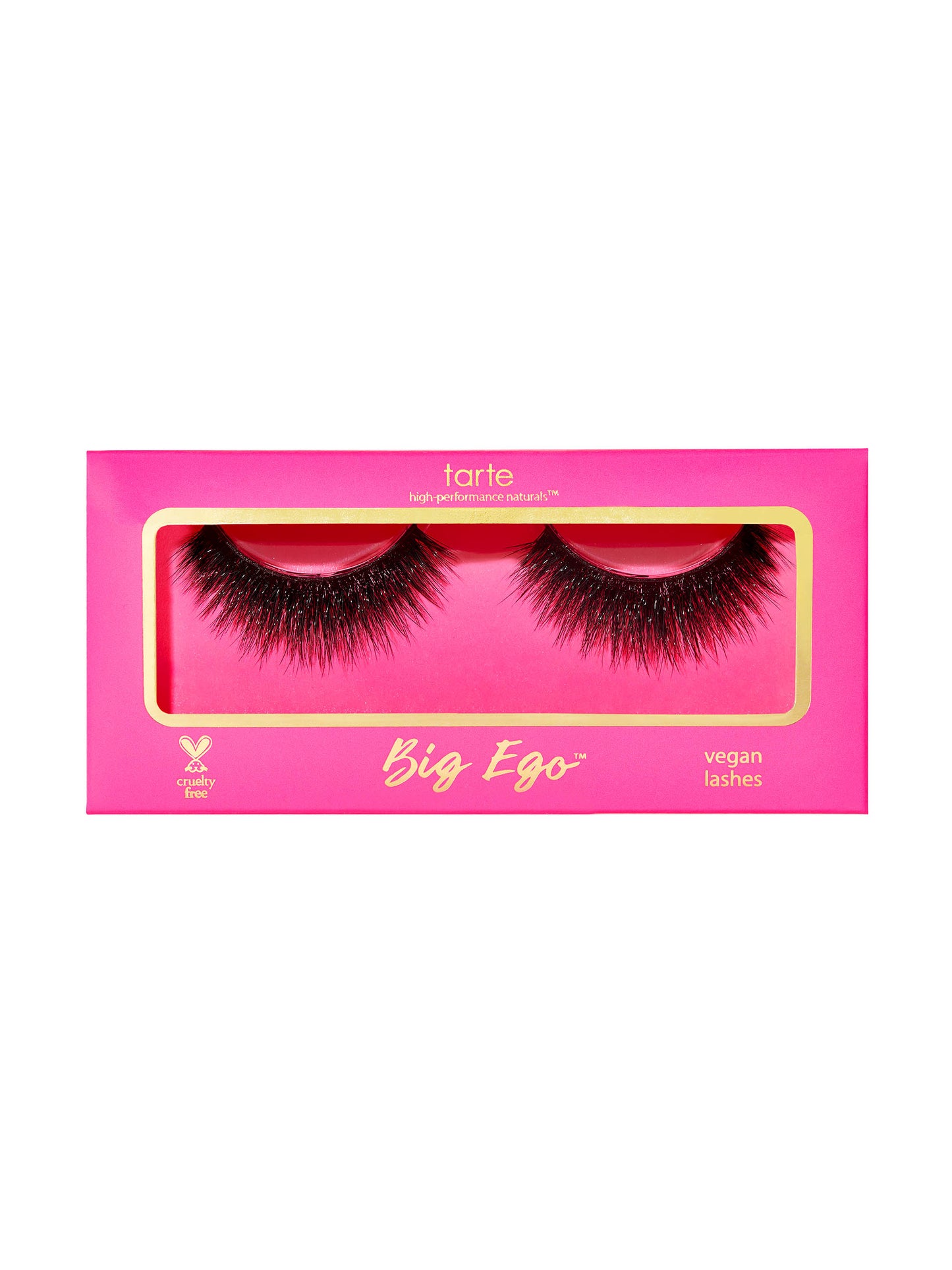 Tarte Big Ego vegan lashes packaging on a white background